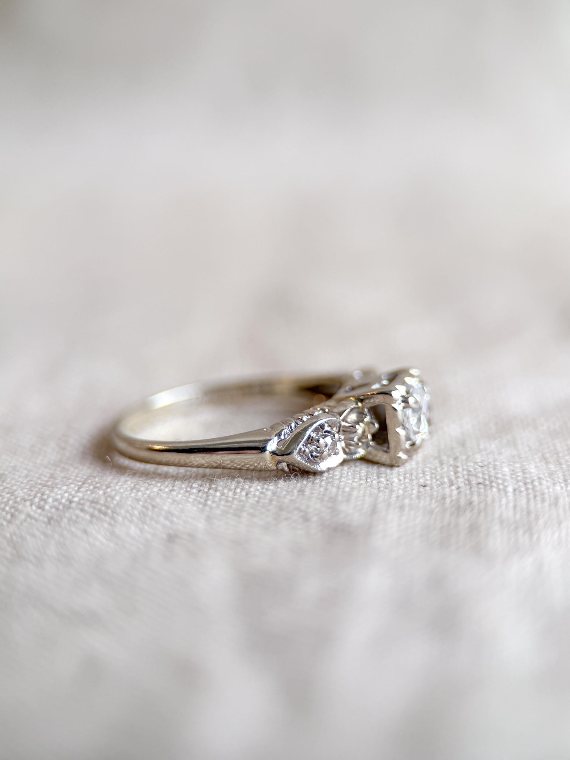 Vintage 1950s Diamond Engagement Ring in 14k White Gold