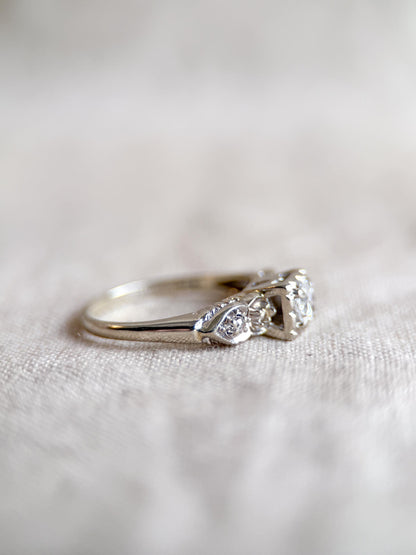 Vintage 1950s Diamond Engagement Ring in 14k White Gold