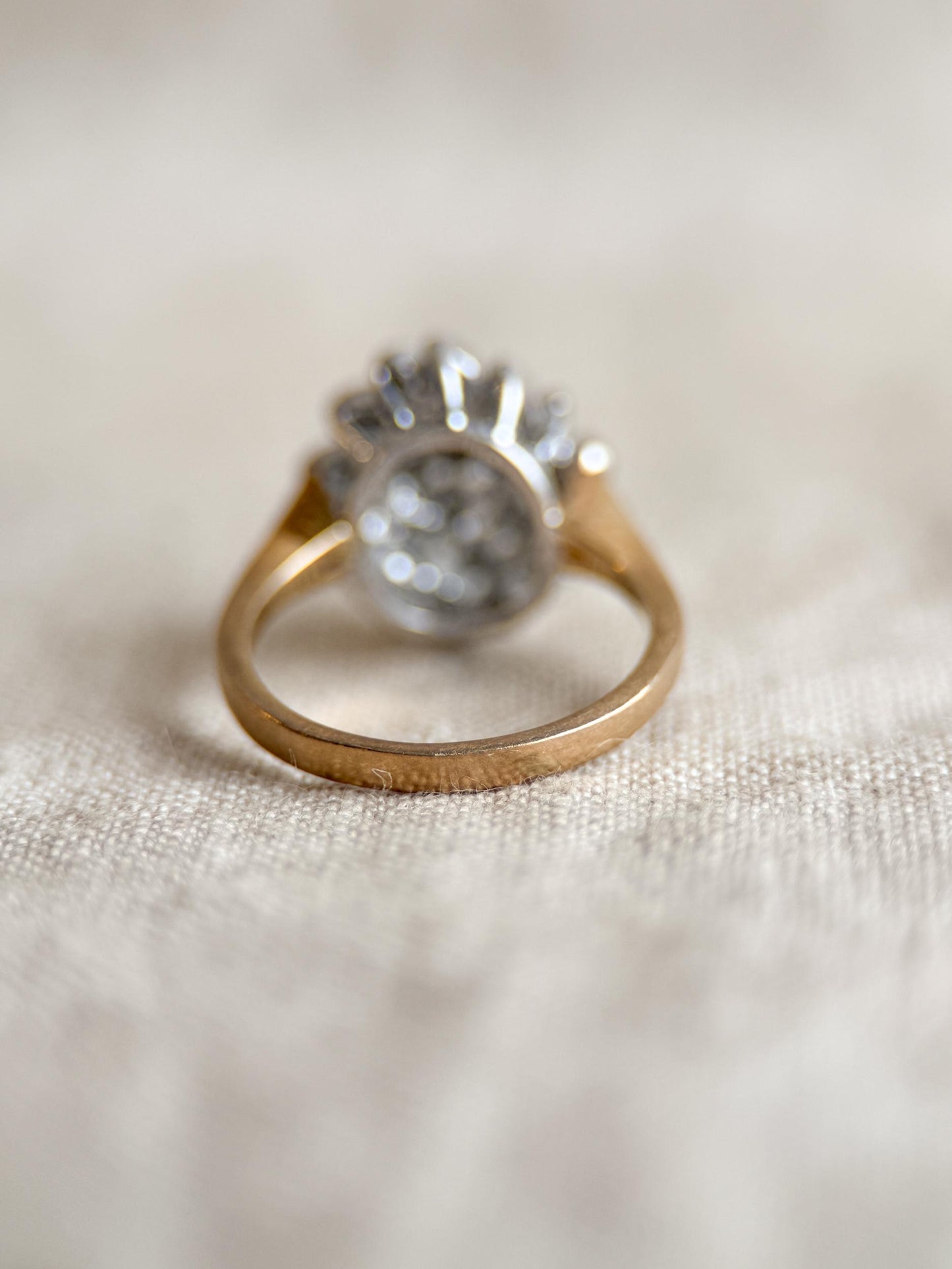 Vintage 1970s Diamond Cluster Ring in 14k Gold - Timeless Sustainability • Vintage Fine Jewelry