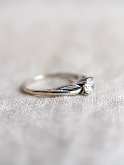 Vintage Diamond Engagement Ring, Round Cut, 14k White Gold, 2000s Solitaire Bridal Ring