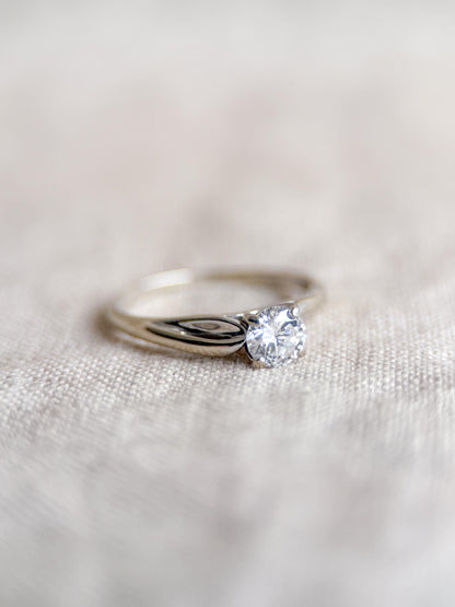 Vintage Diamond Engagement Ring, Round Cut, 14k White Gold, 2000s Solitaire Bridal Ring