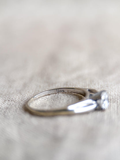 Vintage Diamond Engagement Ring, Round Cut, 14k White Gold, 2000s Solitaire Bridal Ring