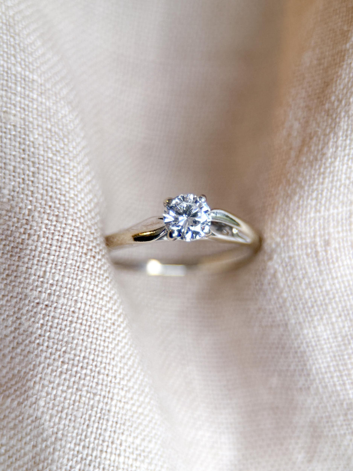 Vintage Diamond Engagement Ring, Round Cut, 14k White Gold, 2000s Solitaire Bridal Ring