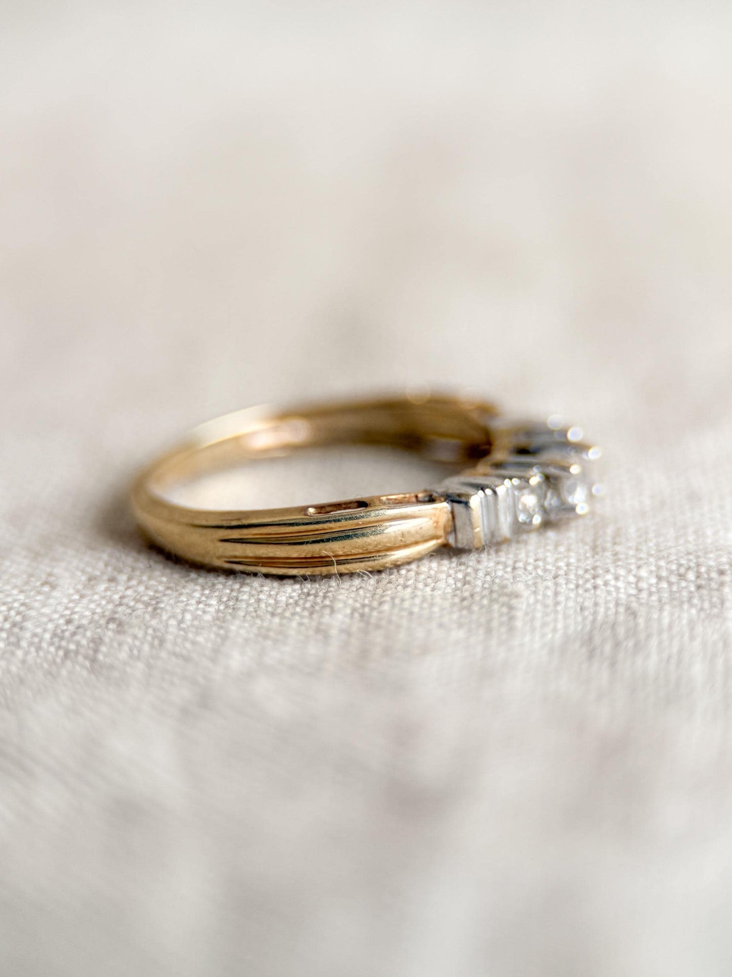 Vintage 1990s Diamond Three Stone Ring, 10k Gold