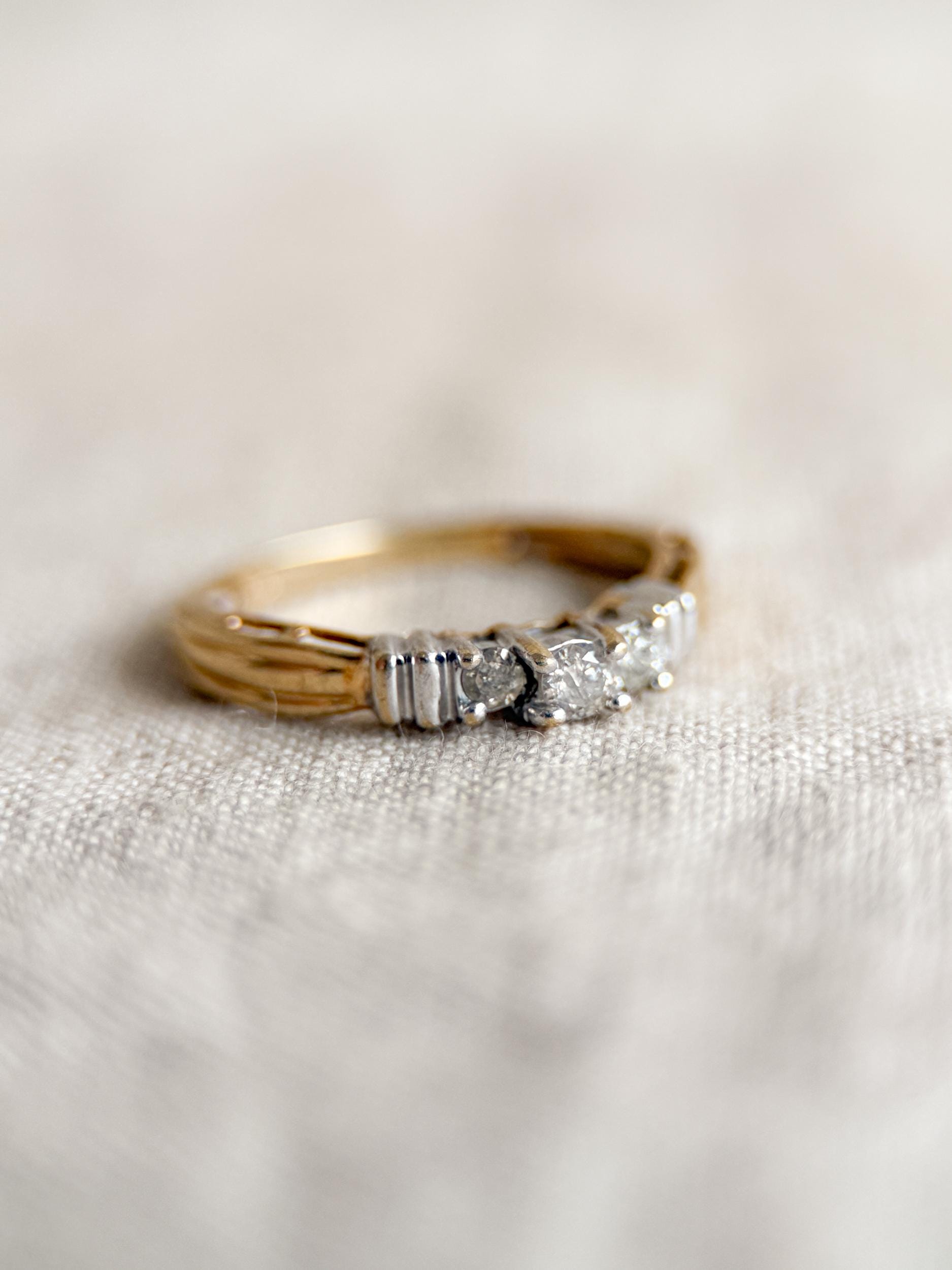Vintage 1990s Diamond Three Stone Ring, 10k Gold