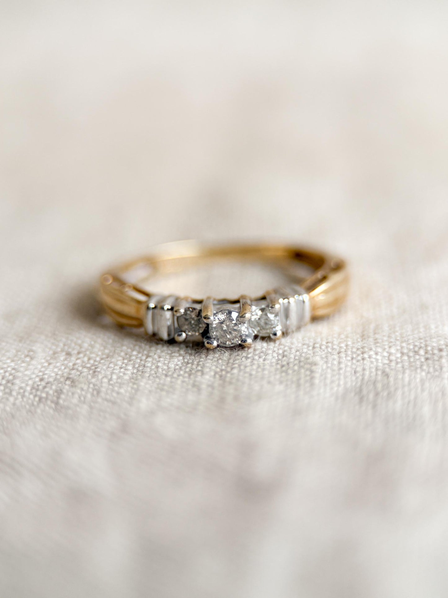 Vintage 1990s Diamond Three Stone Ring, 10k Gold