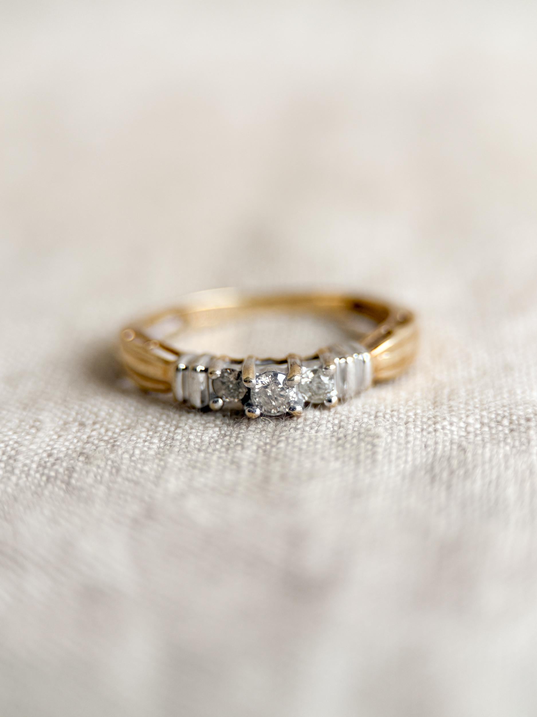 Vintage 1990s Diamond Three Stone Ring, 10k Gold