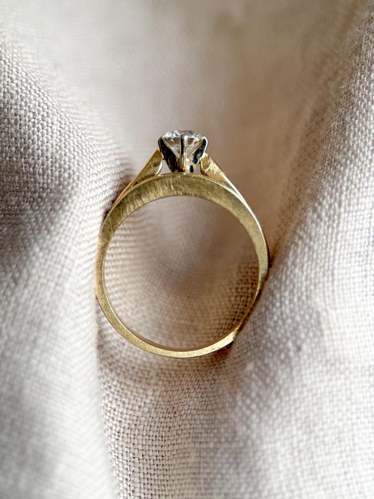 Vintage Diamond Engagement and Wedding Rings, Round Cut, 14k Gold, Prong & Channel Bridal Set