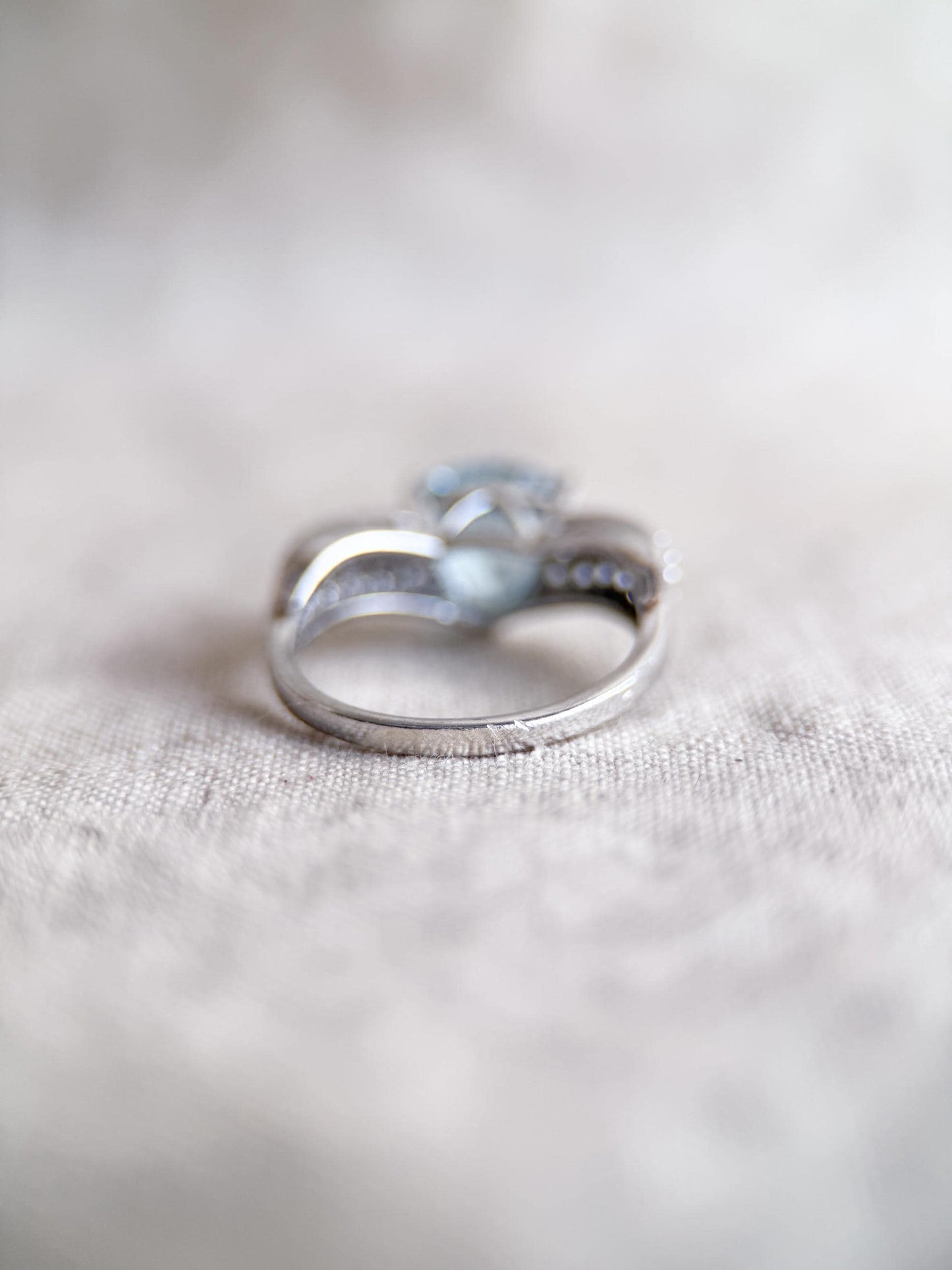 Vintage Sterling Silver Trillion Blue Topaz Statement Ring