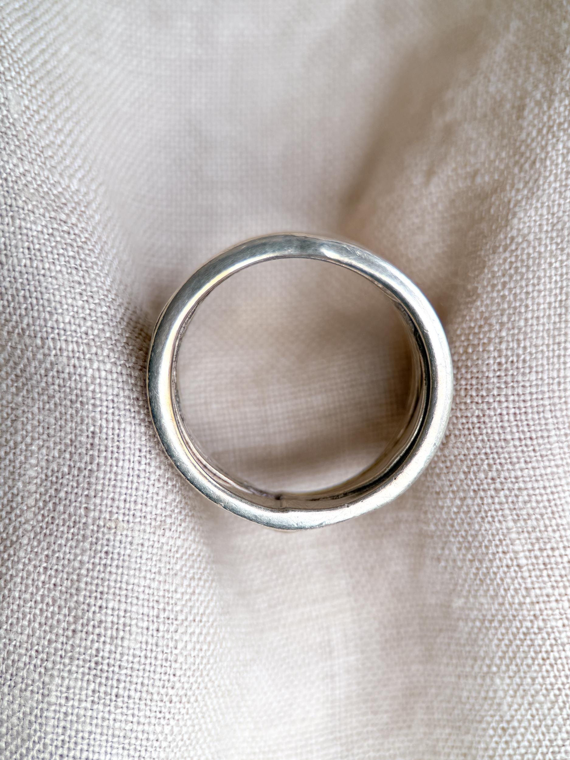 Vintage Crinkle Ring Sterling Silver, Wide Statement Band, Boho Silver Jewelry