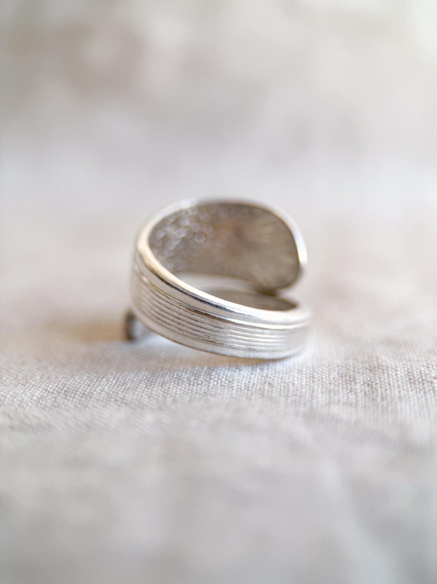Vintage Sterling Silver Floral Spoon Ring, Statement Jewelry US 9