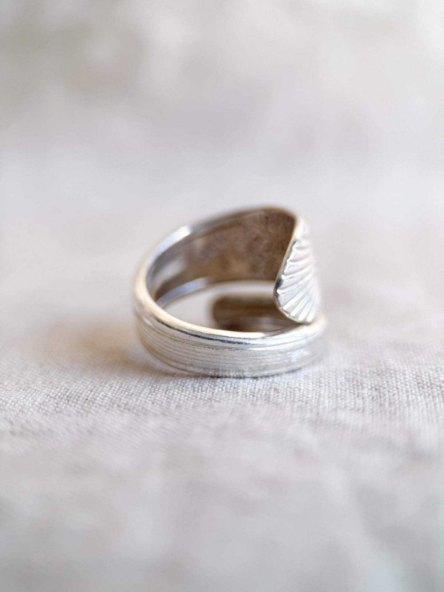 Vintage Sterling Silver Floral Spoon Ring, Statement Jewelry US 9