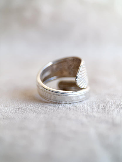 Vintage Sterling Silver Floral Spoon Ring, Statement Jewelry US 9
