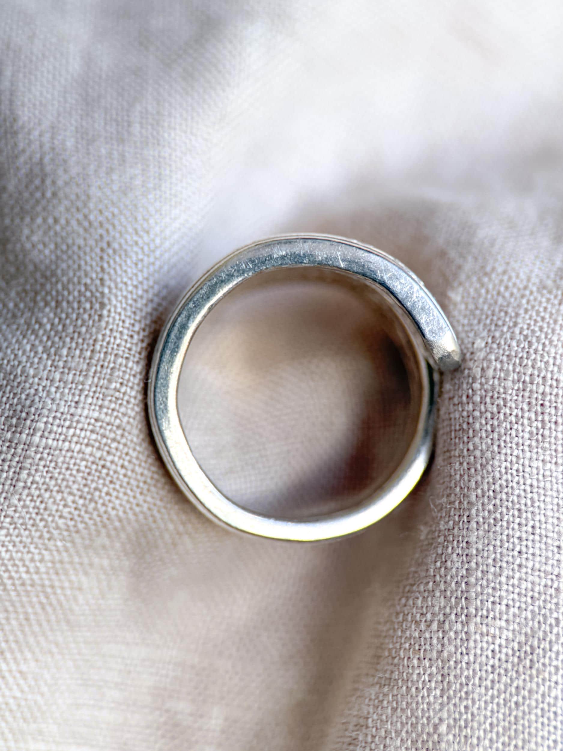 Vintage Sterling Silver Floral Spoon Ring, Statement Jewelry US 9