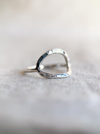 Vintage Sterling Silver Open Crinkle Ring, Boho Statement Jewelry