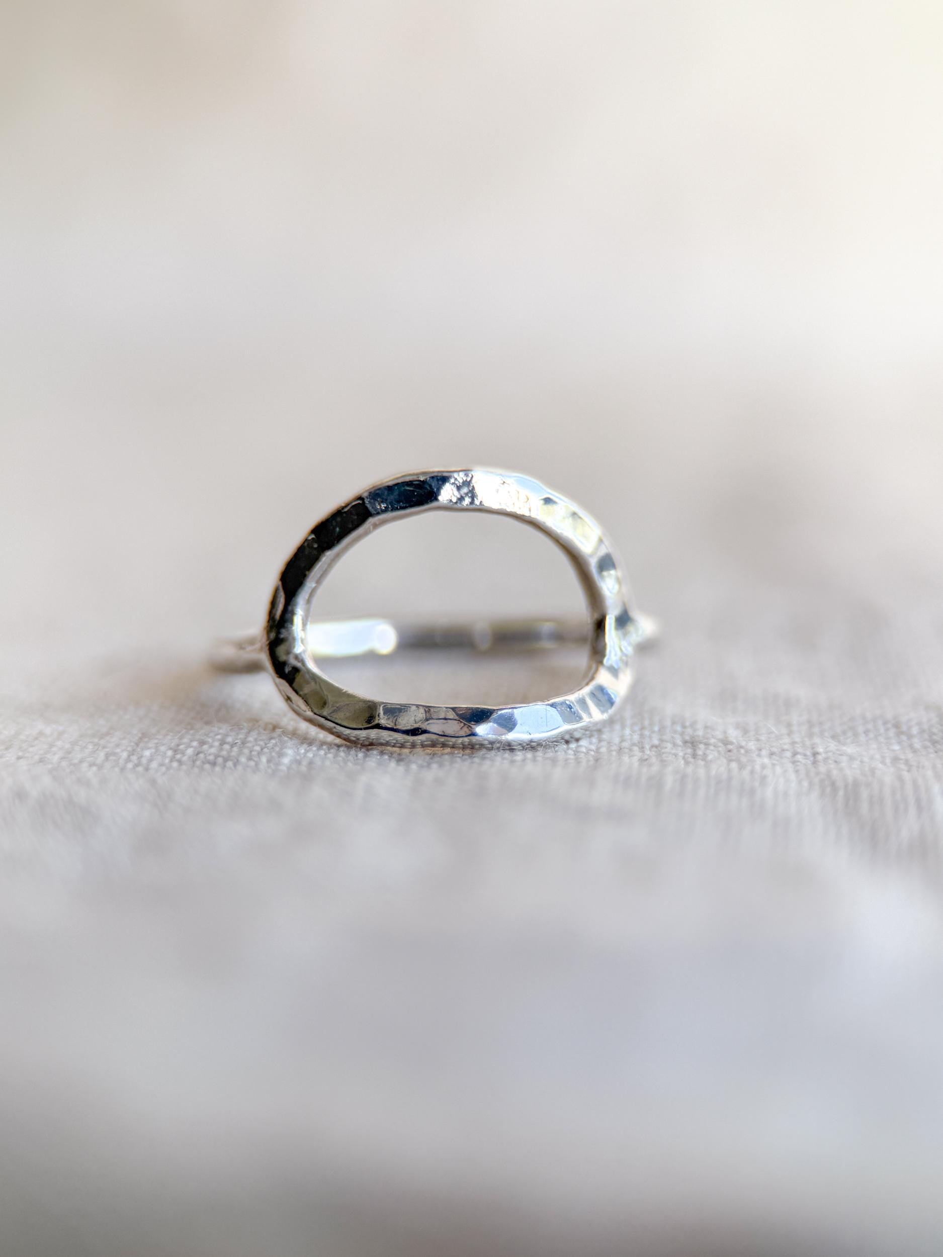 Vintage Sterling Silver Open Crinkle Ring, Boho Statement Jewelry