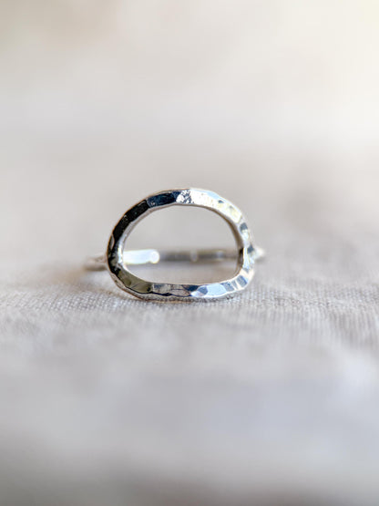 Vintage Sterling Silver Open Crinkle Ring, Boho Statement Jewelry