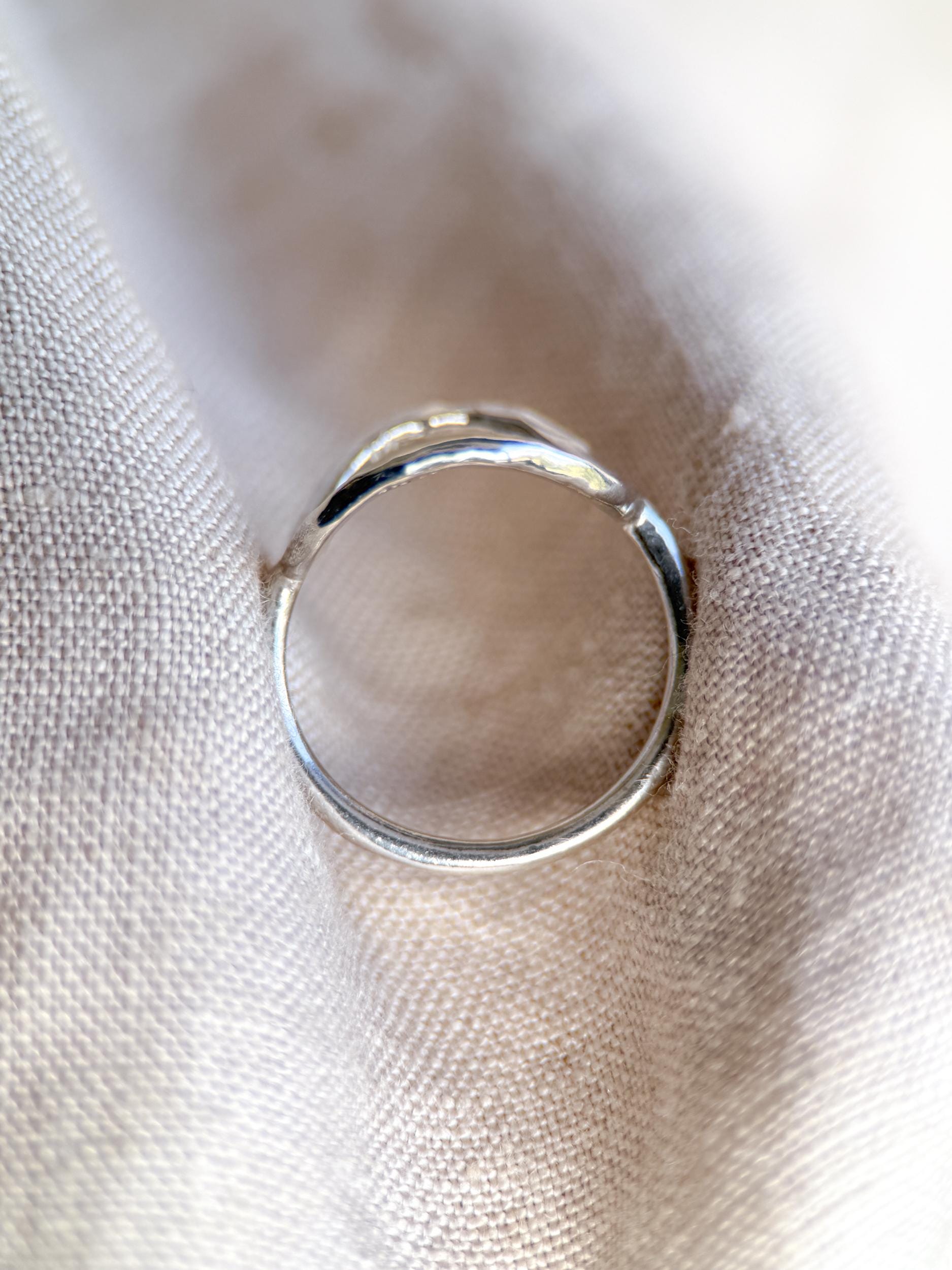 Vintage Sterling Silver Open Crinkle Ring, Boho Statement Jewelry