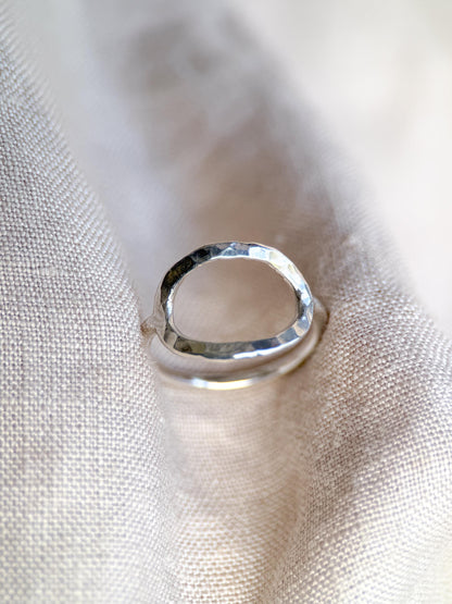 Vintage Sterling Silver Open Crinkle Ring, Boho Statement Jewelry