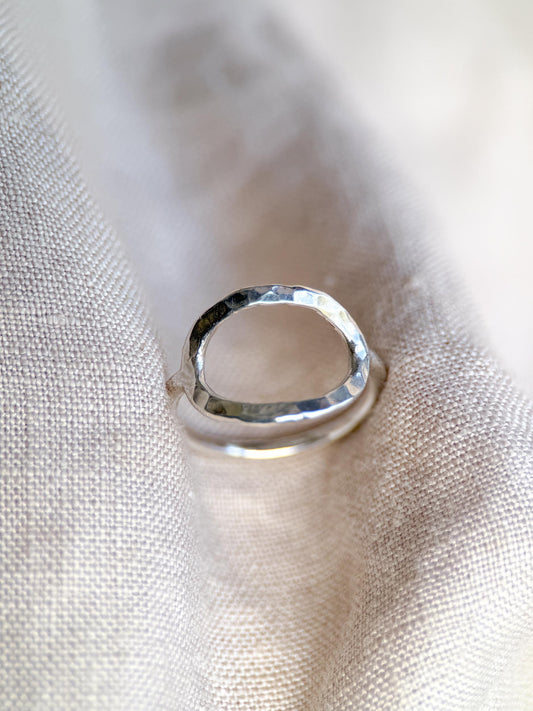 Vintage Sterling Silver Open Crinkle Ring, Boho Statement Jewelry