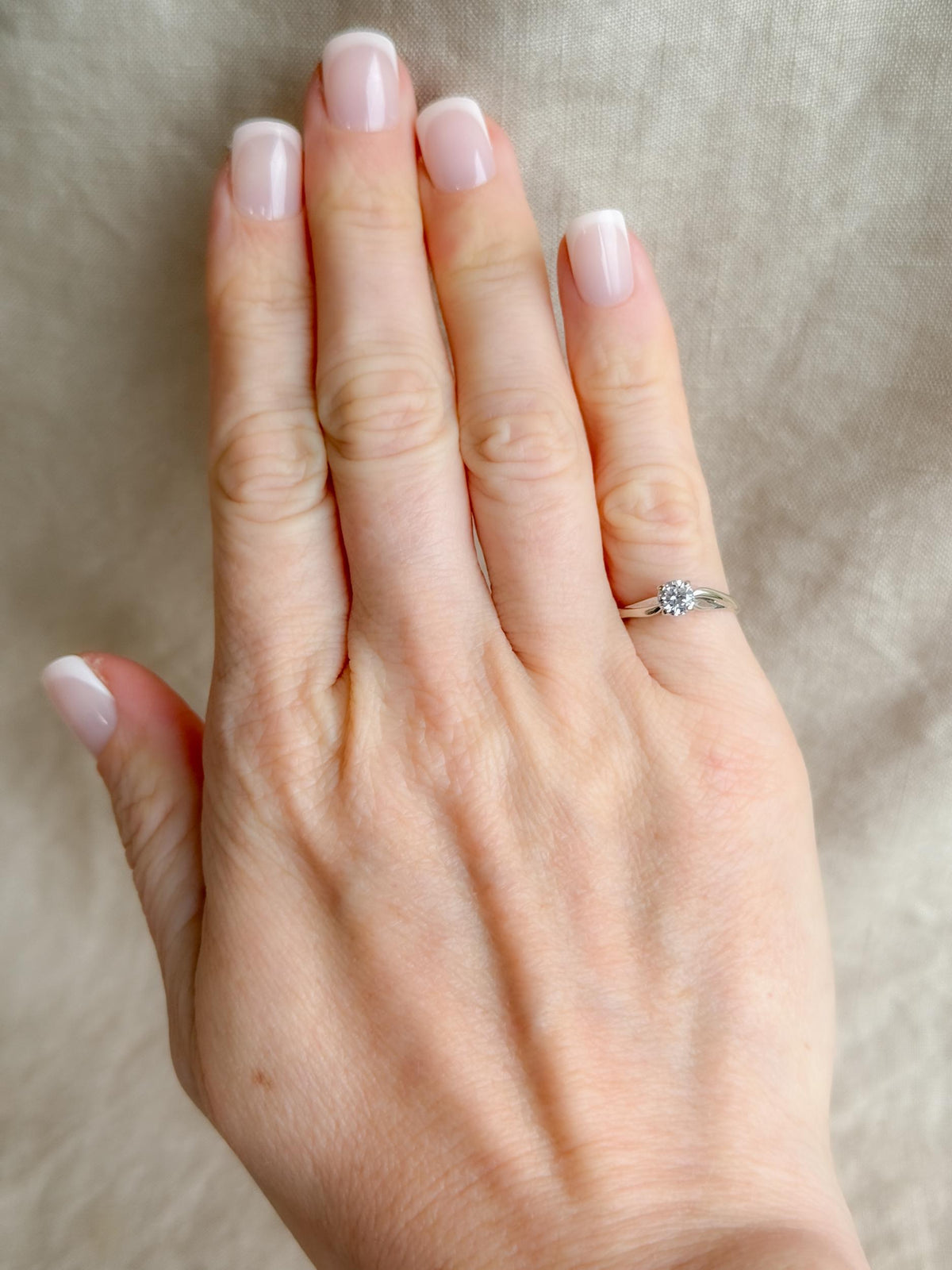 Vintage Diamond Engagement Ring, Round Cut, 14k White Gold, 2000s Solitaire Bridal Ring