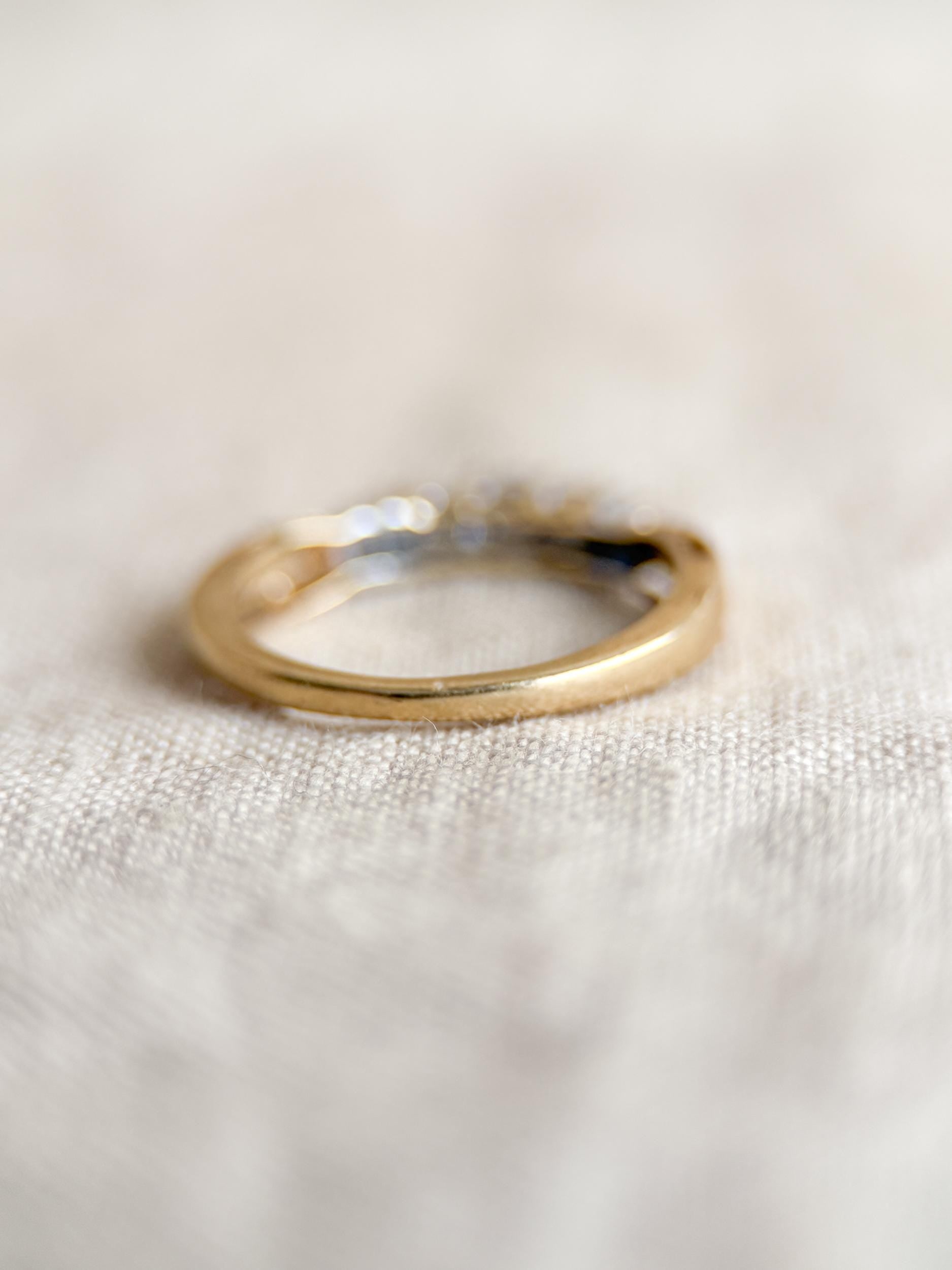 Vintage Diamond Engagement Ring, 10k Gold, Round Cut Three Stone Bridal Jewelry