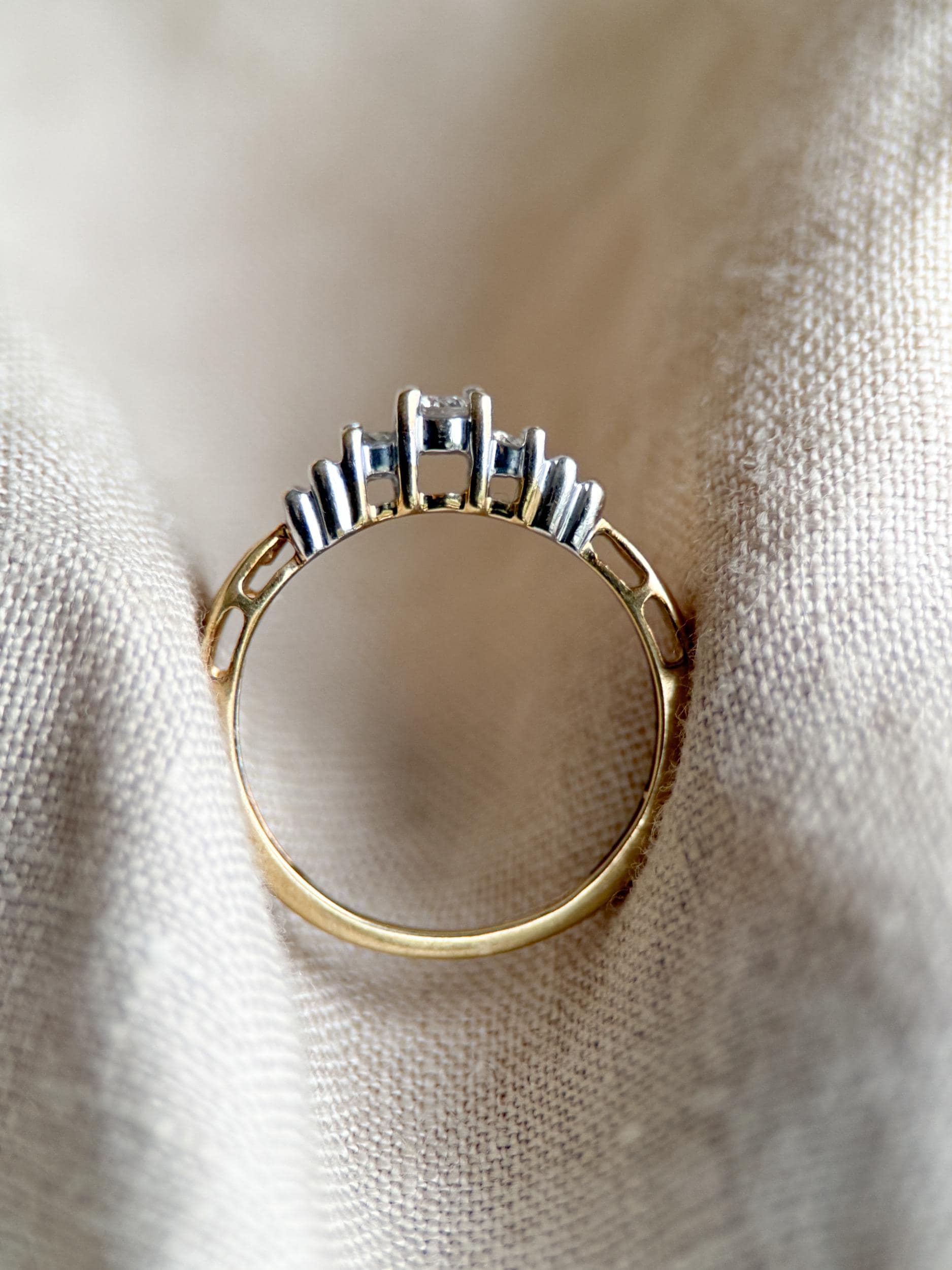 Vintage 1990s Diamond Three Stone Ring, 10k Gold