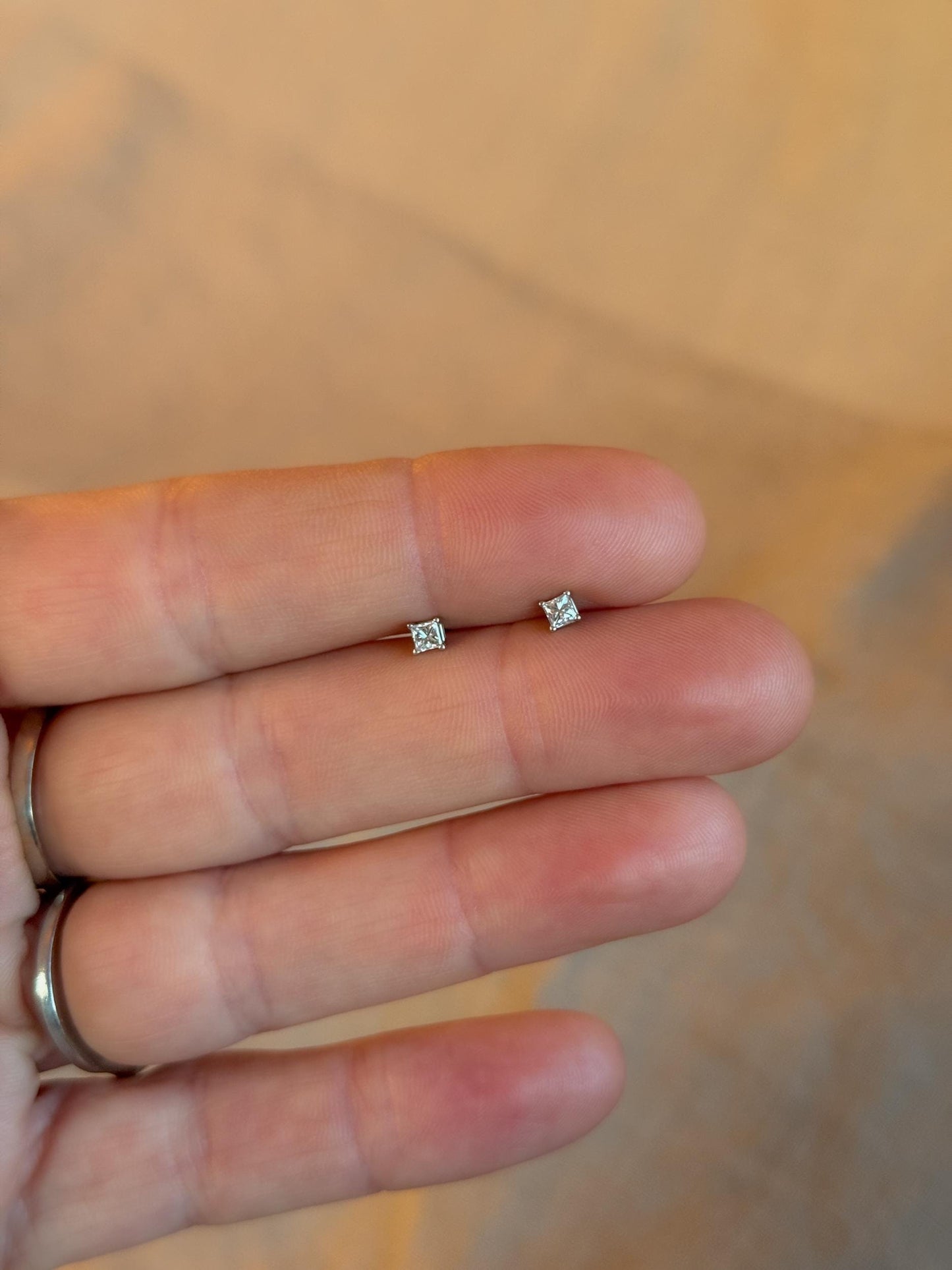 Vintage 1990s Diamond Stud Earrings, 14k White Gold