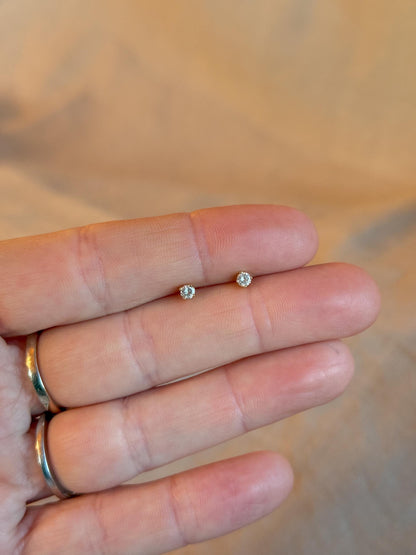 Vintage 1990s Diamond Stud Earrings, 14k White Gold