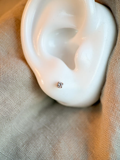 Vintage 1990s Diamond Stud Earrings, 14k White Gold