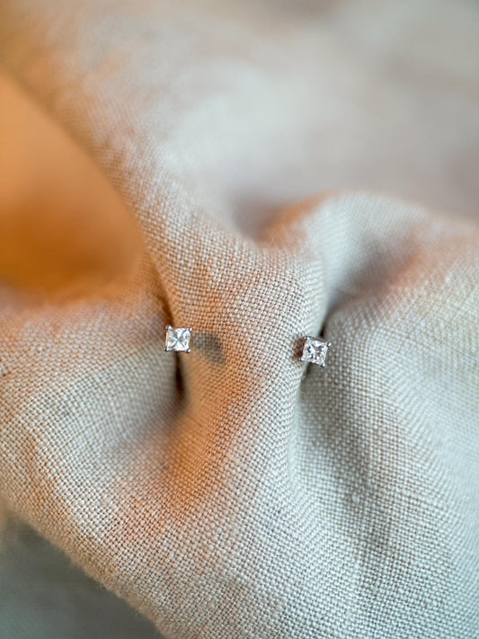 Vintage 1990s Diamond Stud Earrings, 14k White Gold