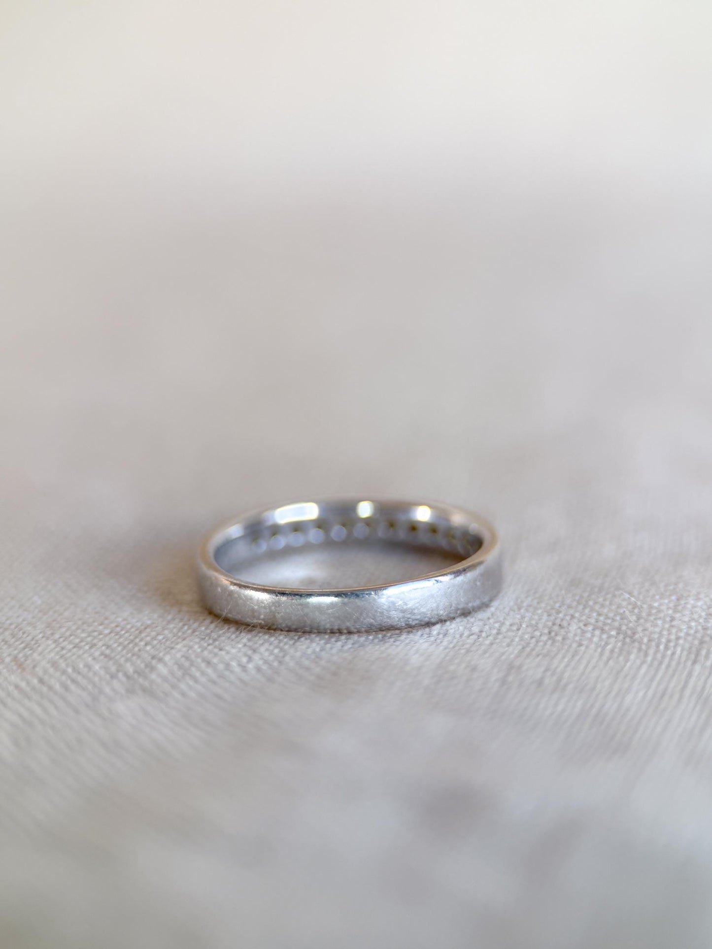 Vintage 1990s Diamond Channel Set Wedding Band, 14k White Gold