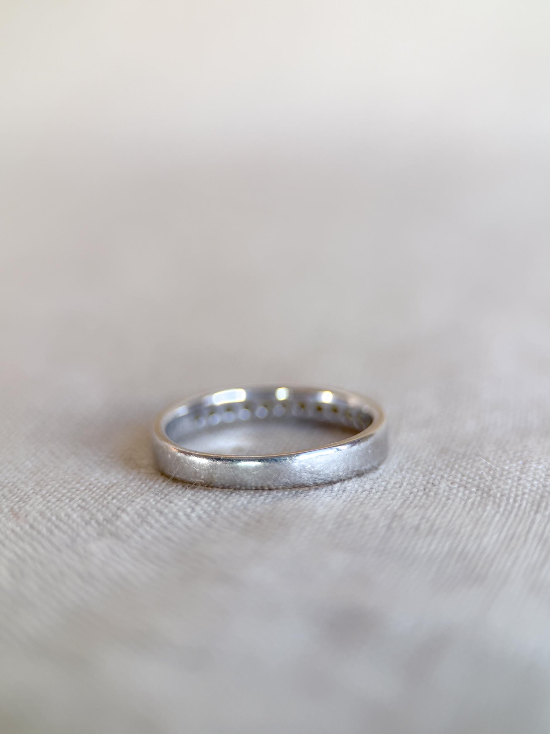 Vintage 1990s Diamond Channel Set Wedding Band, 14k White Gold