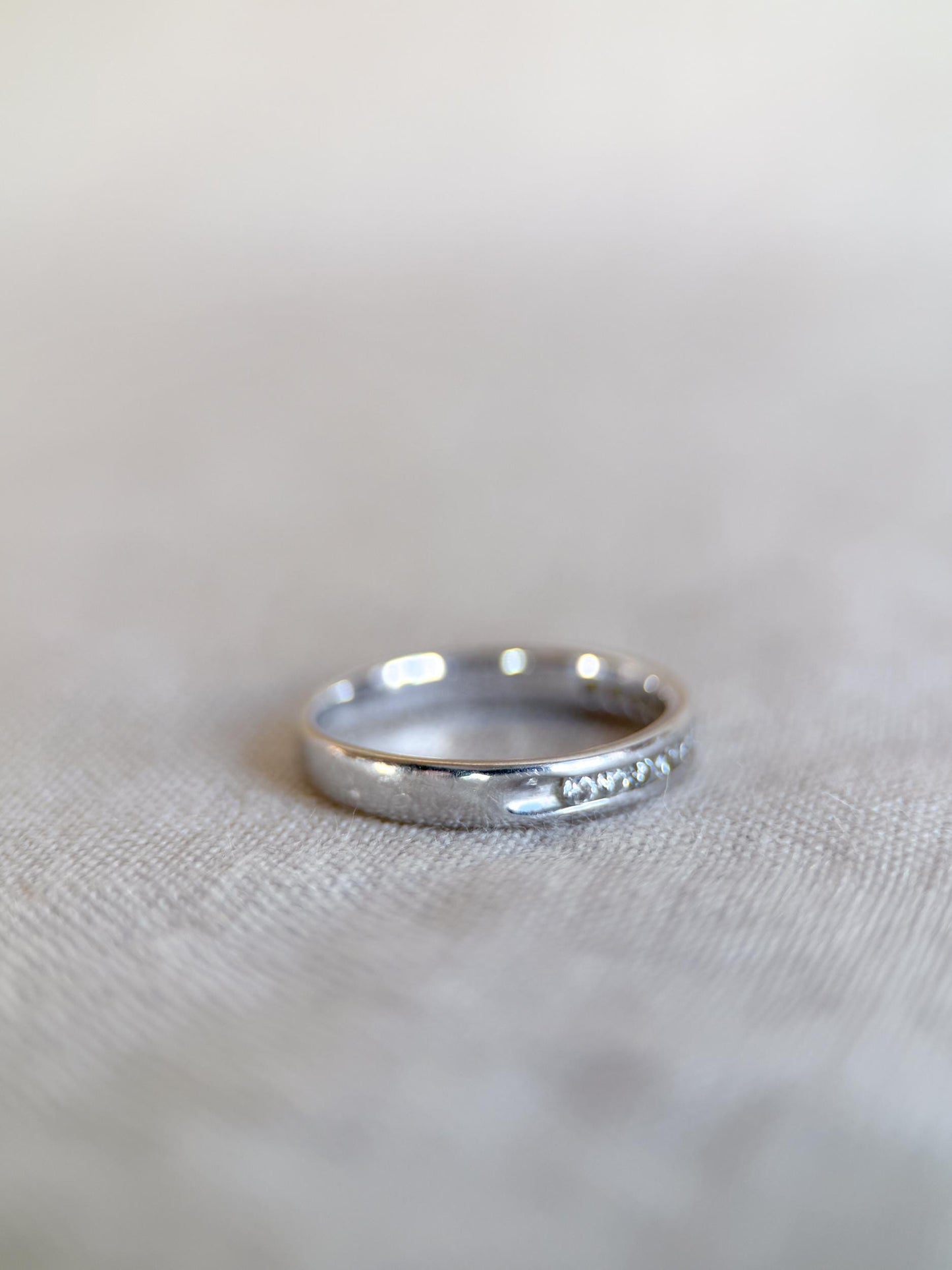 Vintage 1990s Diamond Channel Set Wedding Band, 14k White Gold