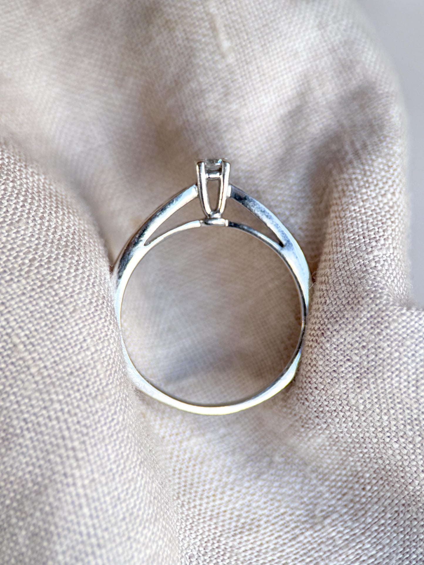 Vintage Diamond Engagement Ring, Round Cut, 10k White Gold, 1990s Channel Set Bridal Ring