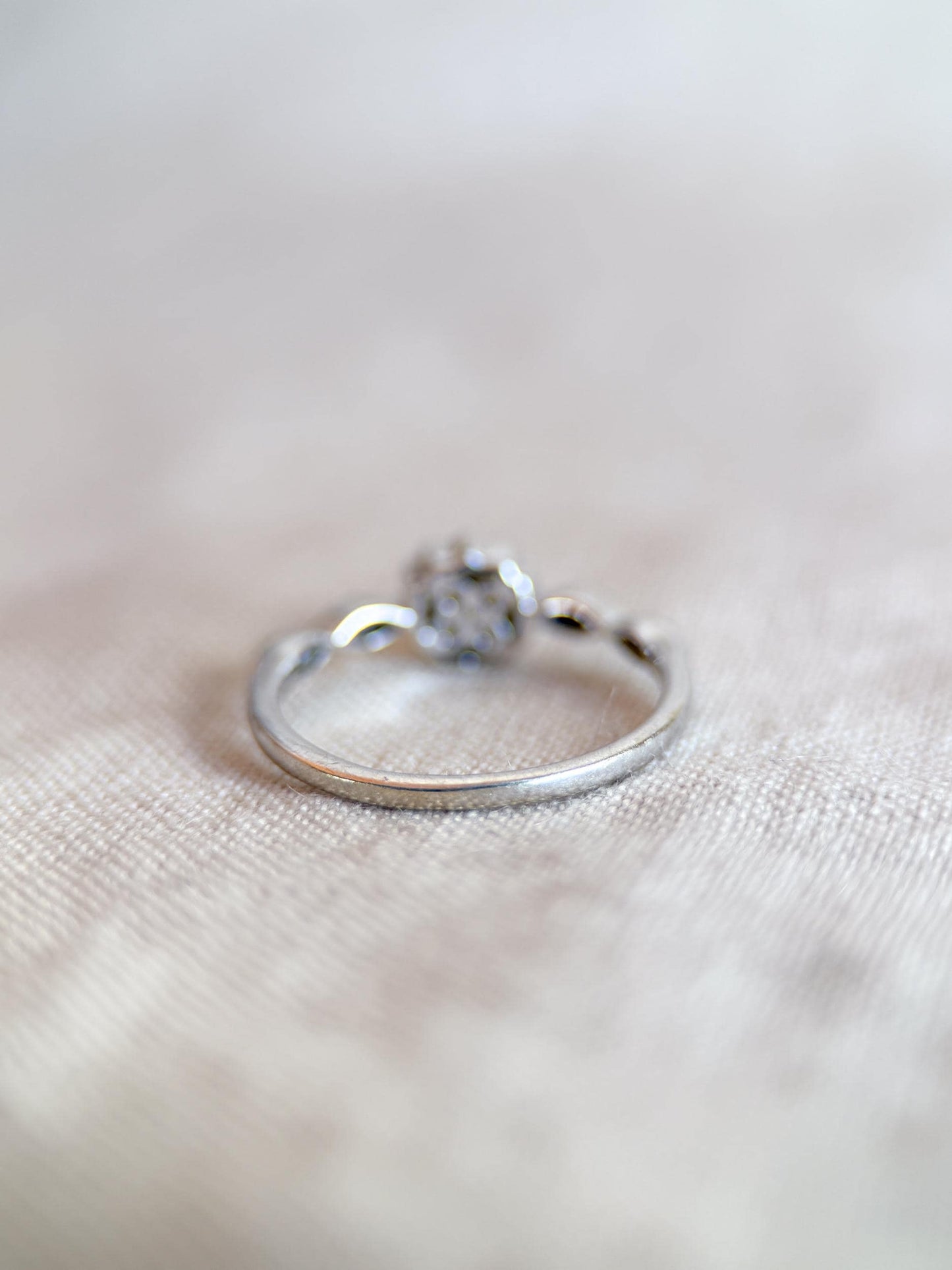 Vintage 2000s Diamond Halo Engagement Ring, 10k White Gold