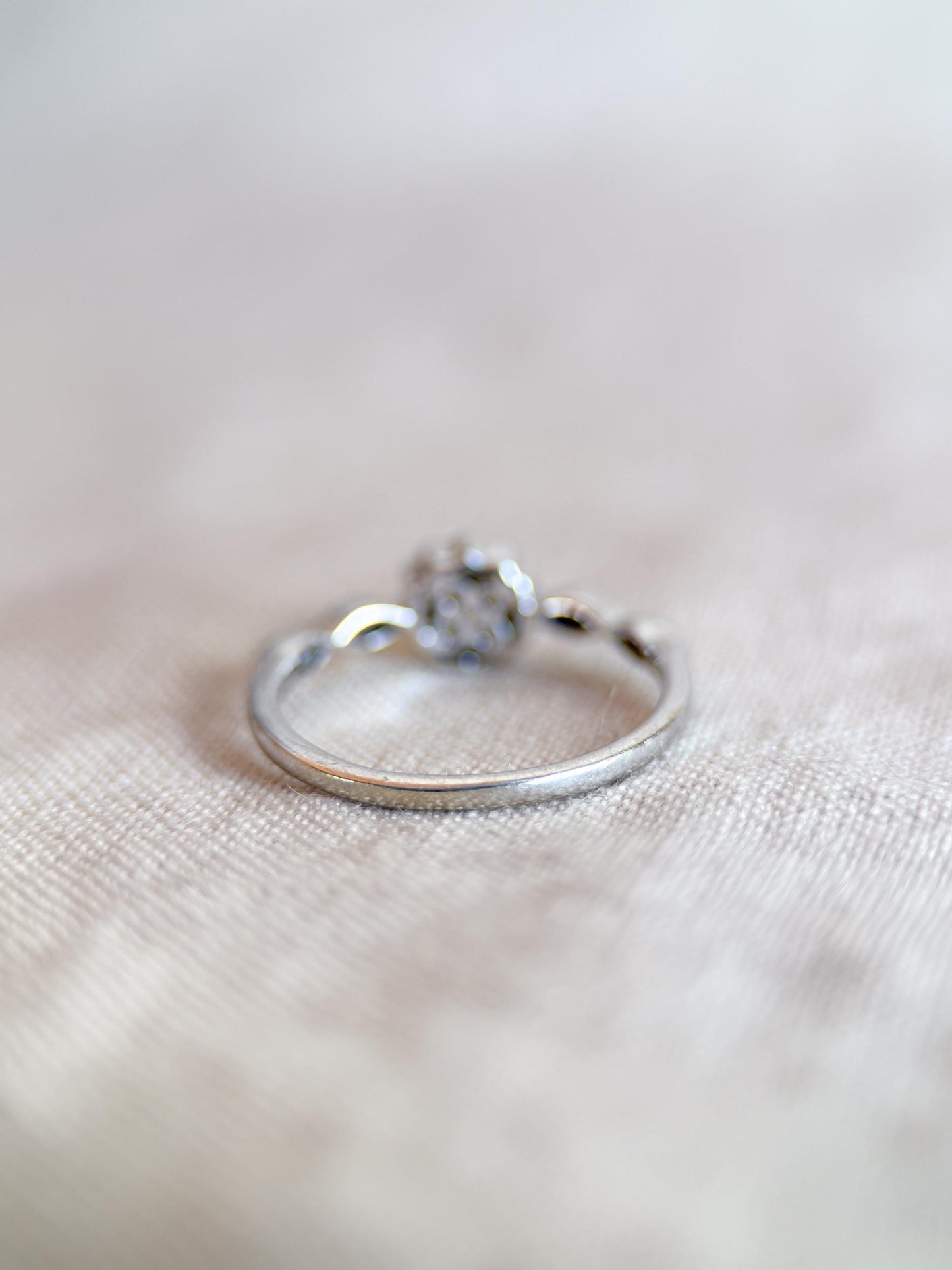 Vintage 2000s Diamond Halo Engagement Ring, 10k White Gold