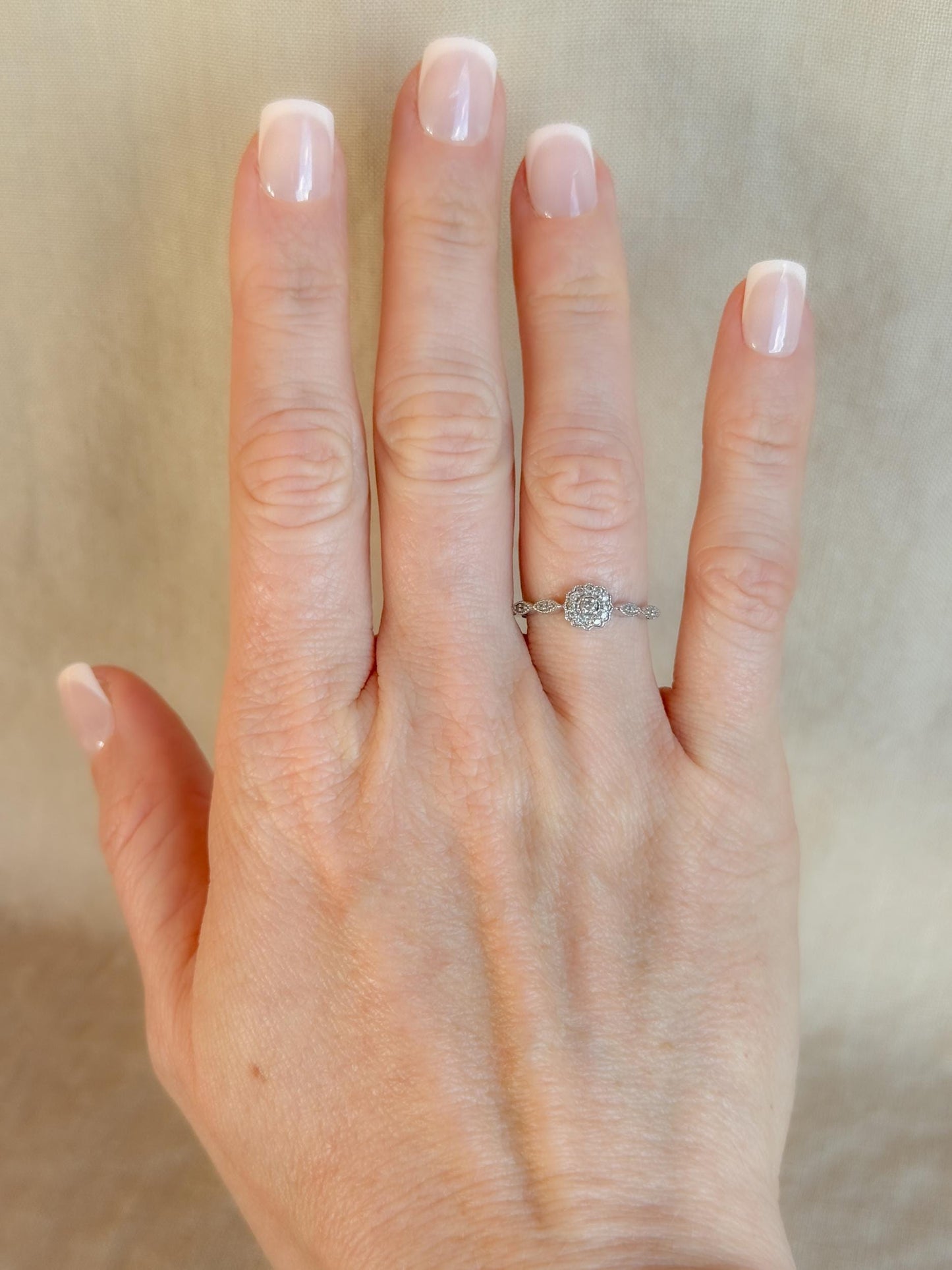 Vintage 2000s Diamond Halo Engagement Ring, 10k White Gold