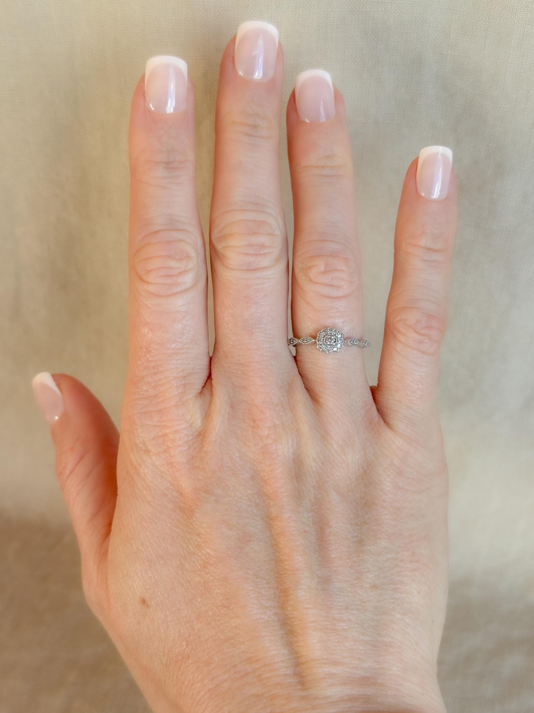 Vintage 2000s Diamond Halo Engagement Ring, 10k White Gold
