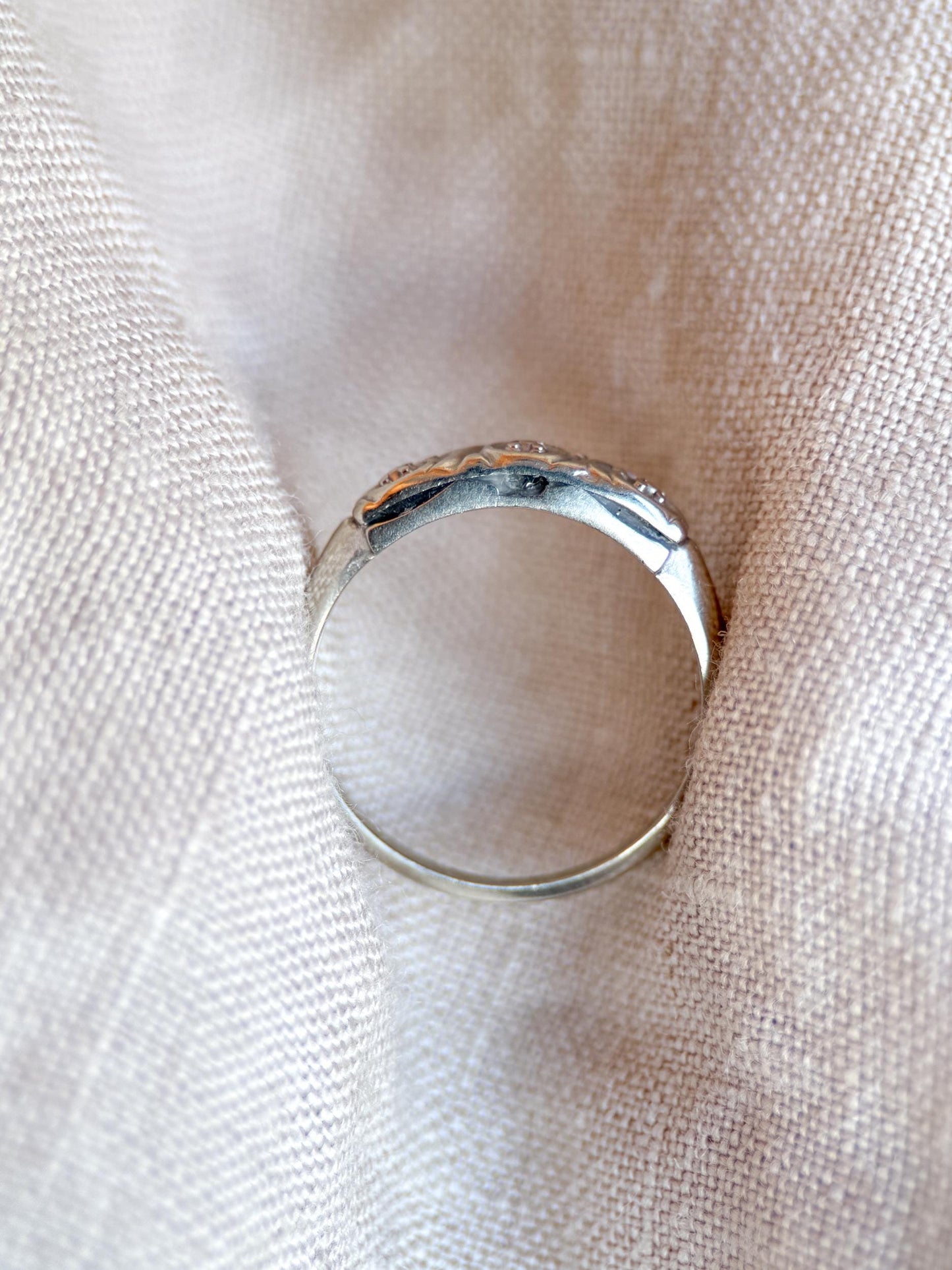 Vintage 1930s Art Deco Wedding Band, 14k White Gold
