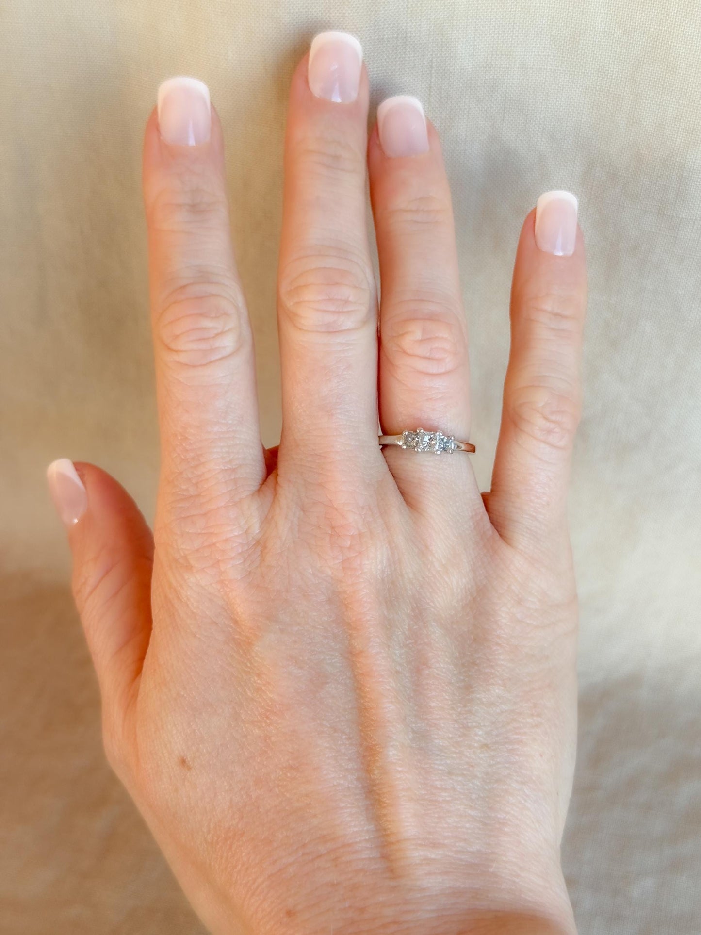 Vintage 1990s Princess Cut Diamond Three Stone Engagement Ring