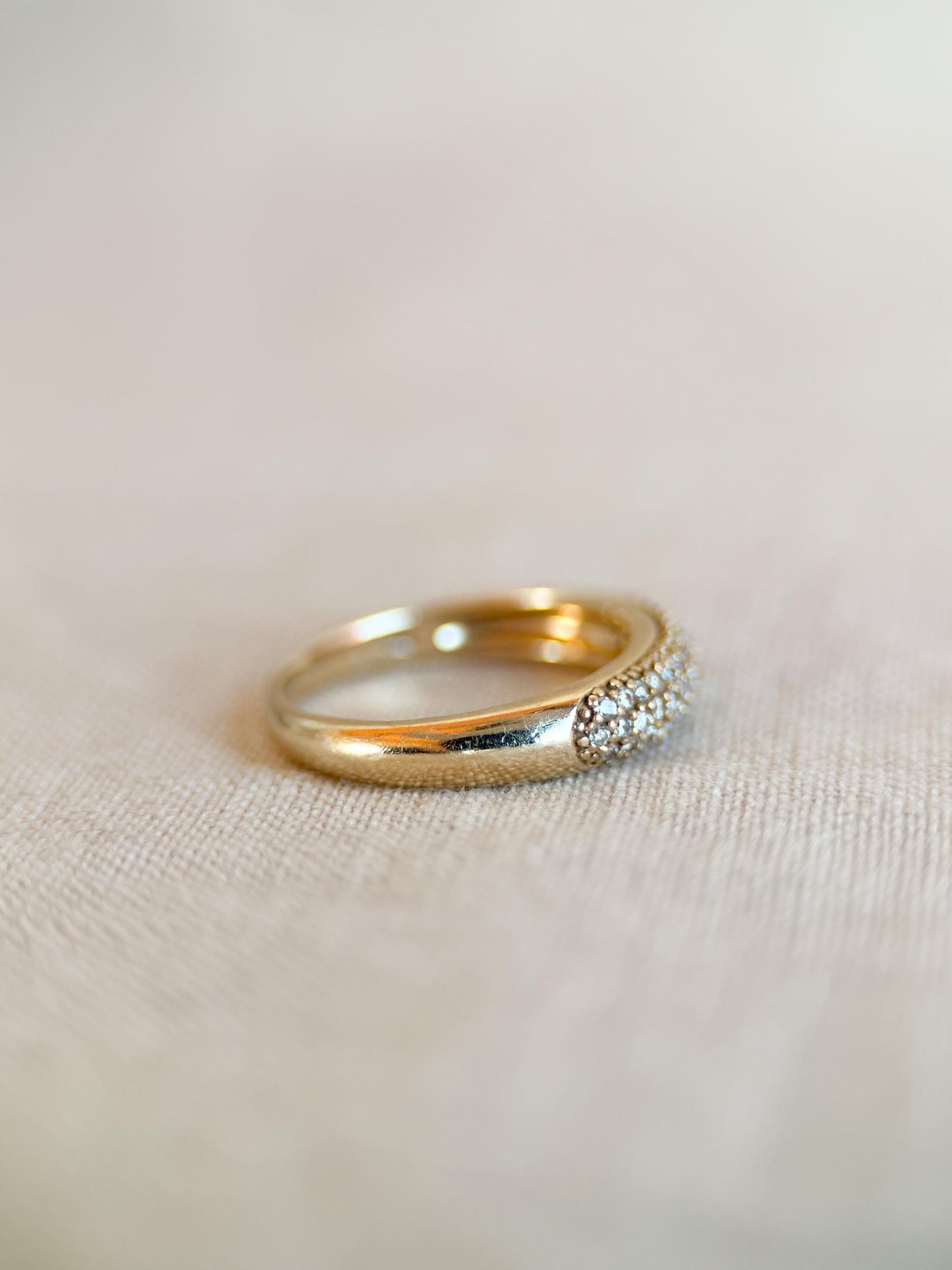 Vintage 1990s Diamond Pave Wedding Band, 14k Gold