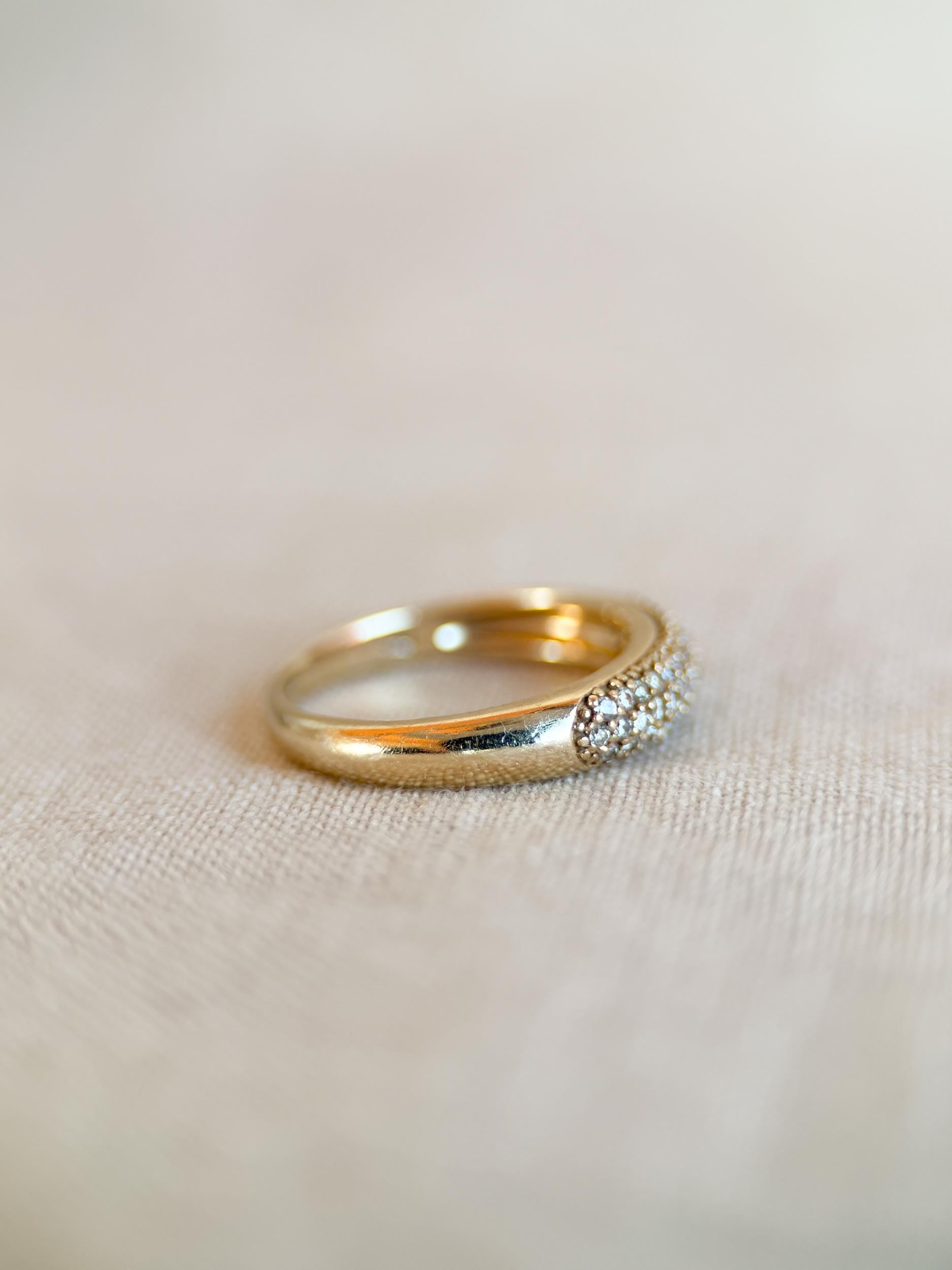 Vintage 1990s Diamond Pave Wedding Band, 14k Gold