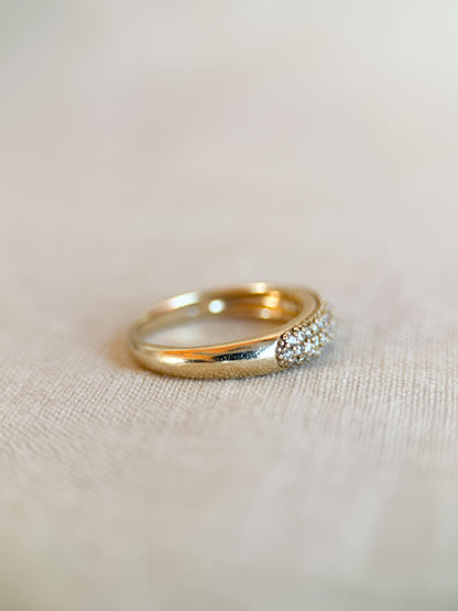 Vintage 1990s Diamond Pave Wedding Band, 14k Gold