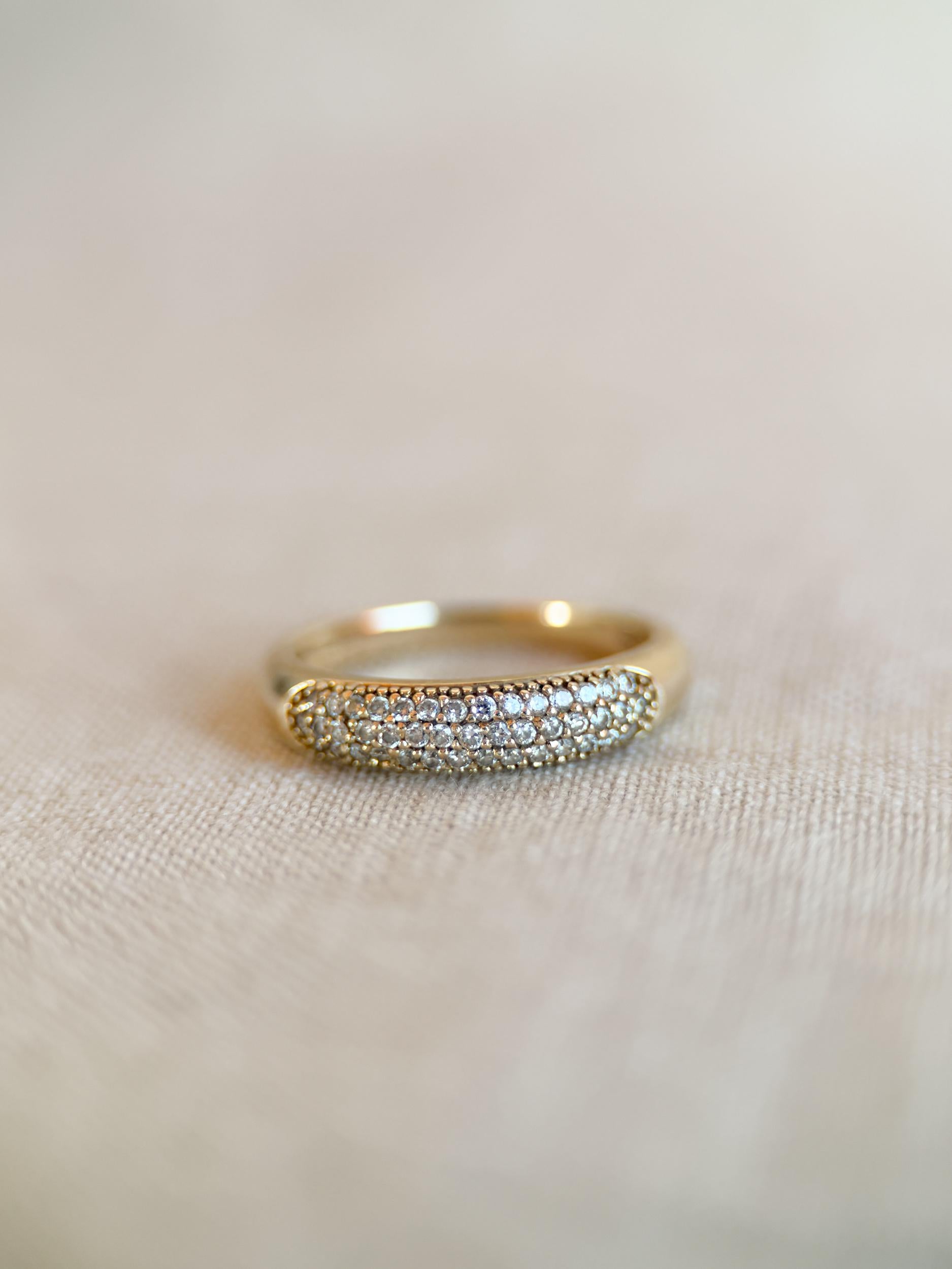 Vintage 1990s Diamond Pave Wedding Band, 14k Gold