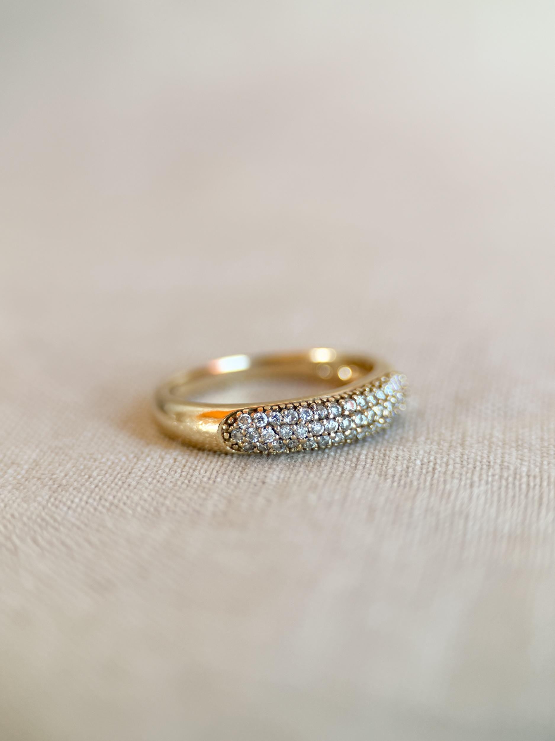 Vintage 1990s Diamond Pave Wedding Band, 14k Gold