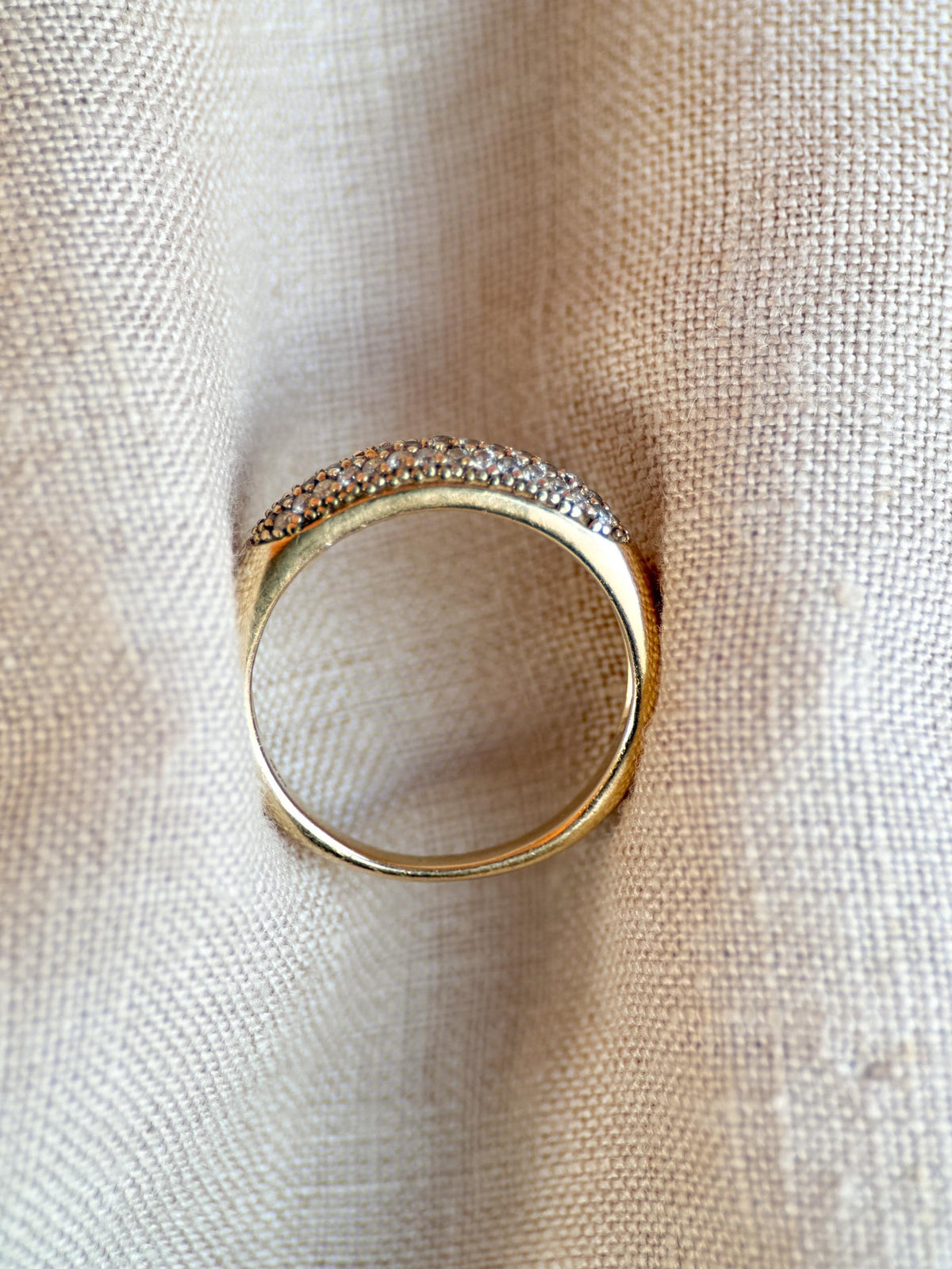 Vintage 1990s Diamond Pave Wedding Band, 14k Gold