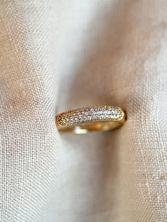 Vintage 1990s Diamond Pave Wedding Band, 14k Gold