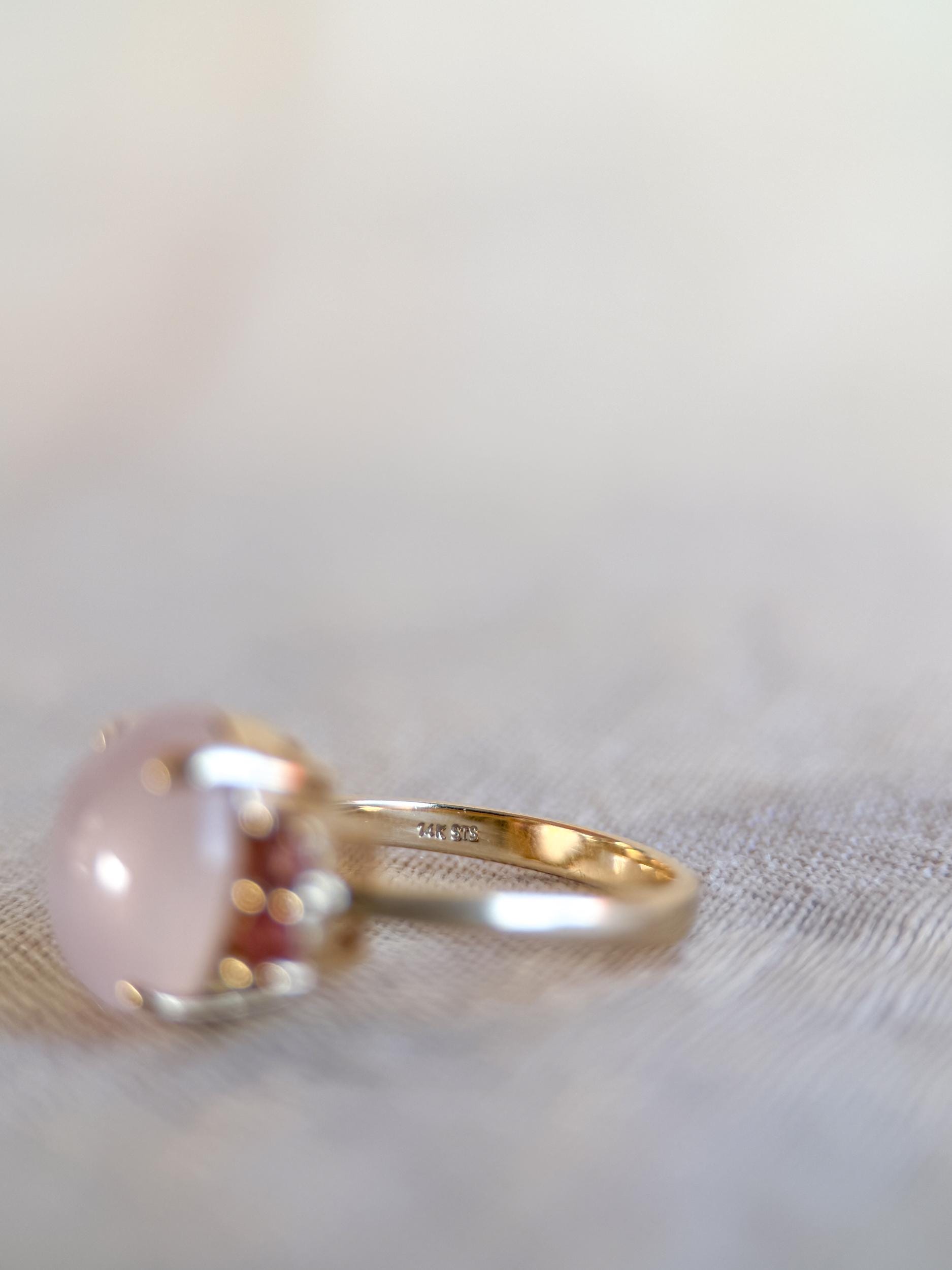 Vintage 1990s Rose Quartz & Pink Tourmaline Ring in 14k Gold