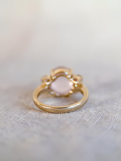 Vintage 1990s Rose Quartz & Pink Tourmaline Ring in 14k Gold